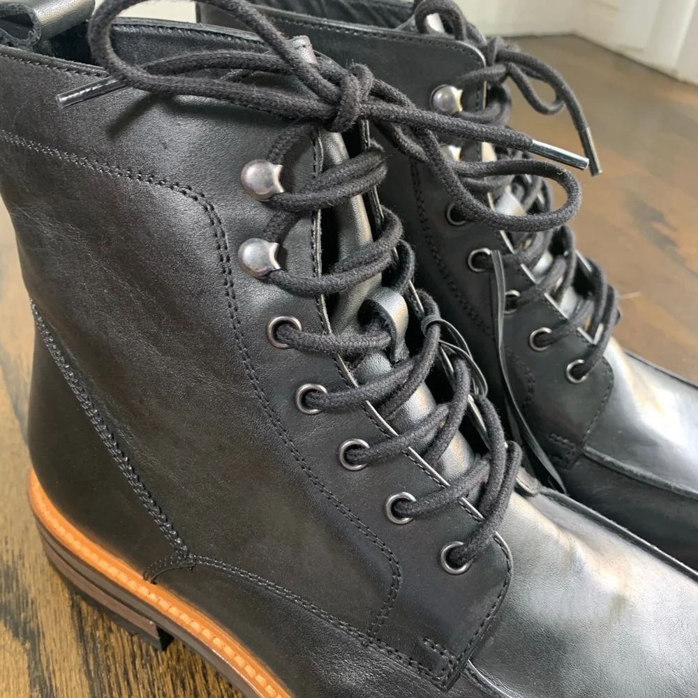 Express Mens Chukka Boots Size 10 New Black Leather Lace Up Hiker Ankle Casual